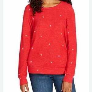 Buffalo David Bitton Super Soft High End Red HEARTS Pattern Sweater Women’s S